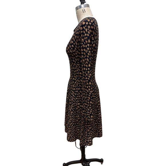 DKNY Knit Leopard Print Fit & Flare Dress Size Small - Picture 3 of 10